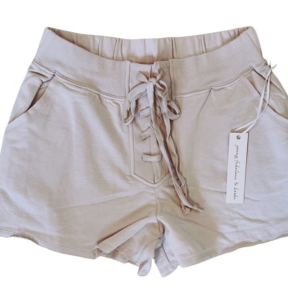 YOUNG FABULOUS & BROKE NWT Payton Lace Up Shorts Size Medium in Grey Iris - Picture 2 of 12
